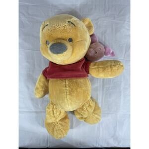 Disney Winnie The Pooh Bear w/Piglet on Pooh's Shoulder 15" Plush Soft